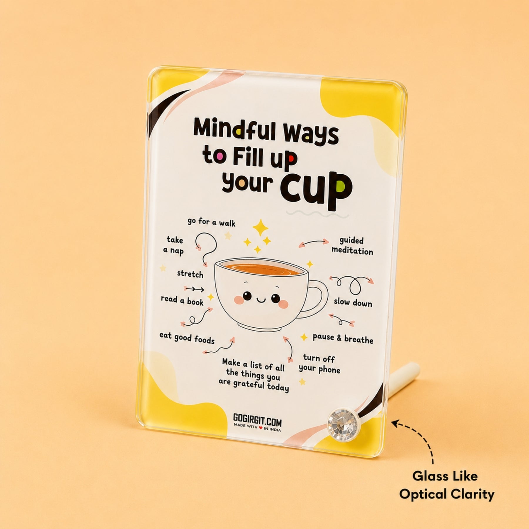 Fill Your Cup Acrylic Motivational Frame – Self Care Desk Decor & Gift for Her