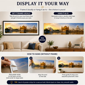 Step by step guide to hang Golden Temple poster without a fram
