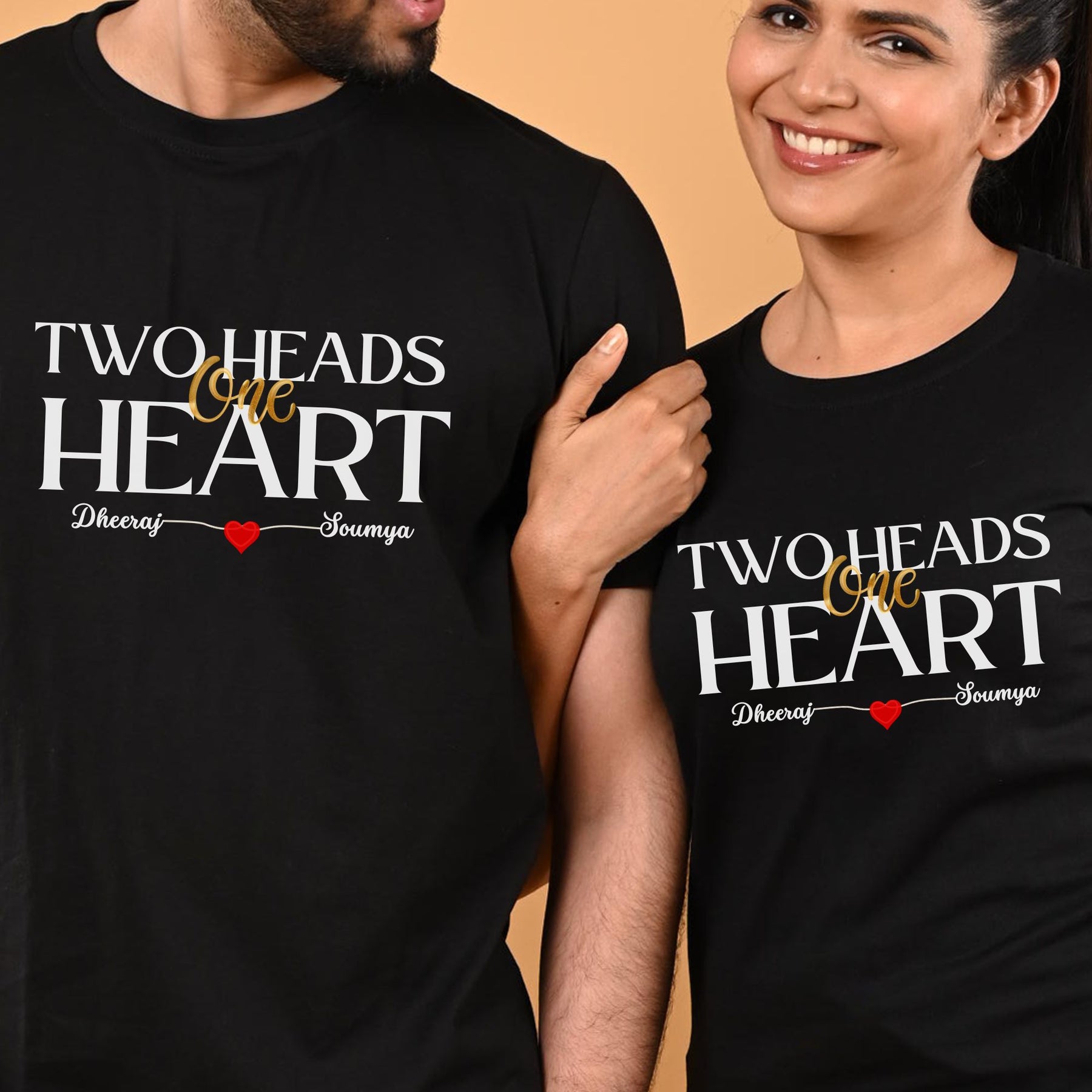 personalized-two-heads-one-heart-black-cotton-couple-tshirts-gogirgit-com