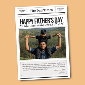 Personalised fathers-day-newspaper gift custom photo gift for dad birthday