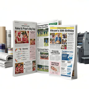 Custom printed newspaper  — personalised birthday and wedding newspapers printed on 80 GSM plotter paper by Gogirgit India
