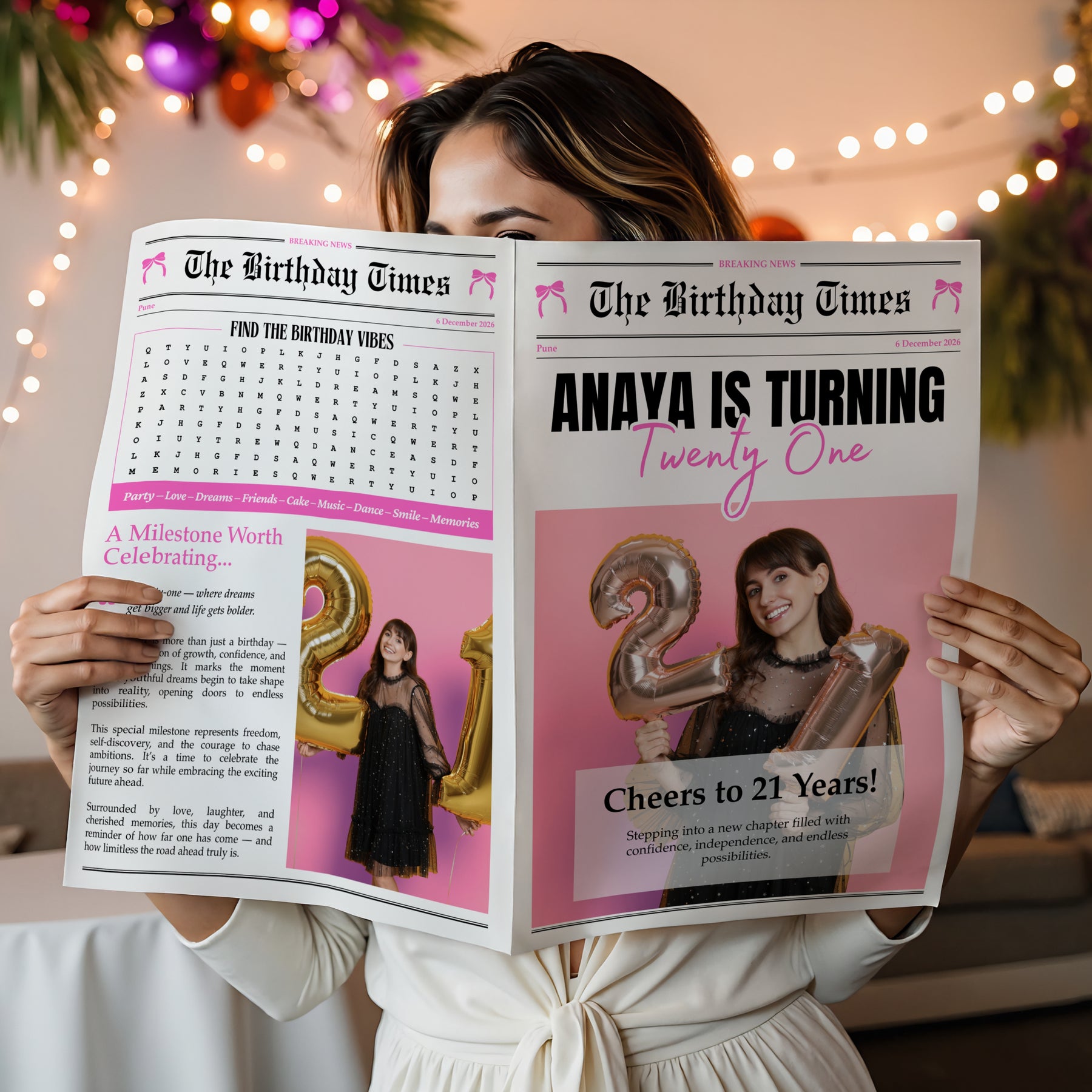 personalised 21st birthday newspaper for girl custom birthday gift