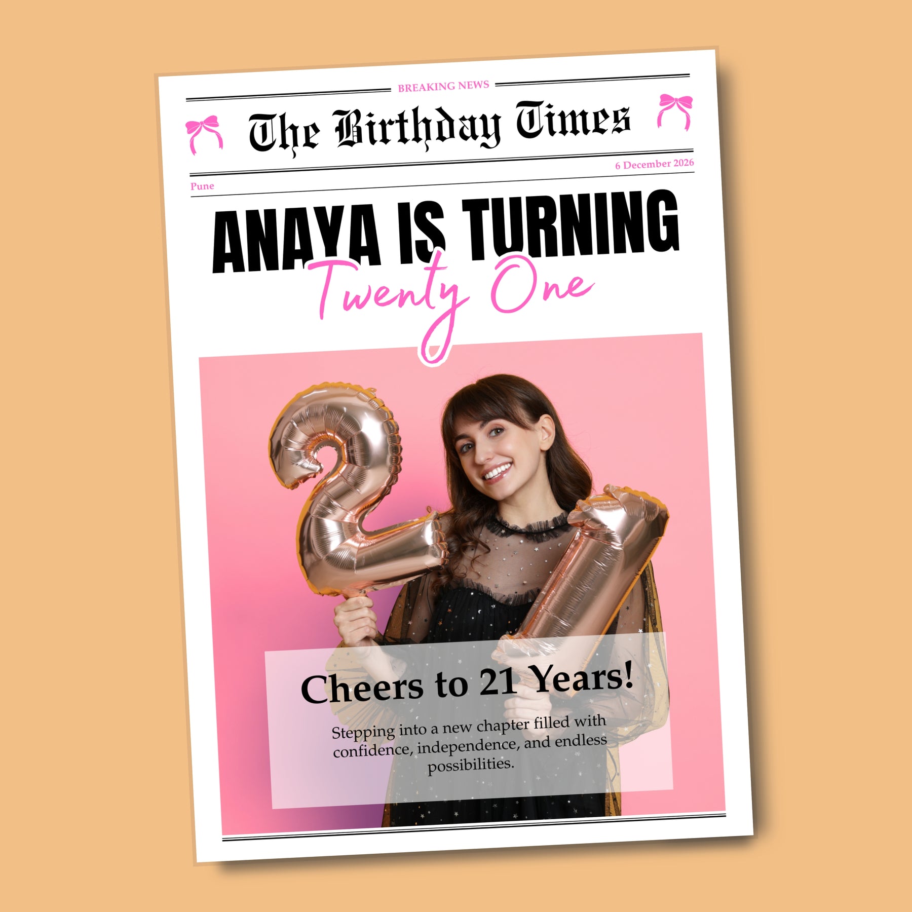 personalised 21st birthday newspaper for girl custom birthday gift-3