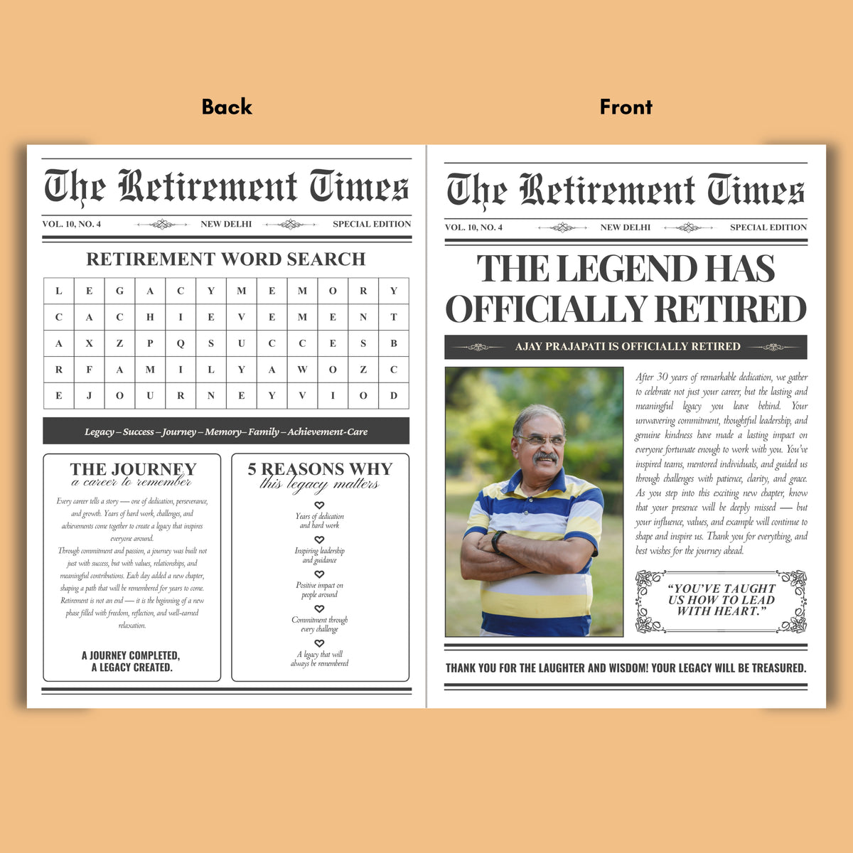 personalised retirement newspaper farewell gift custom retirement announcement 3