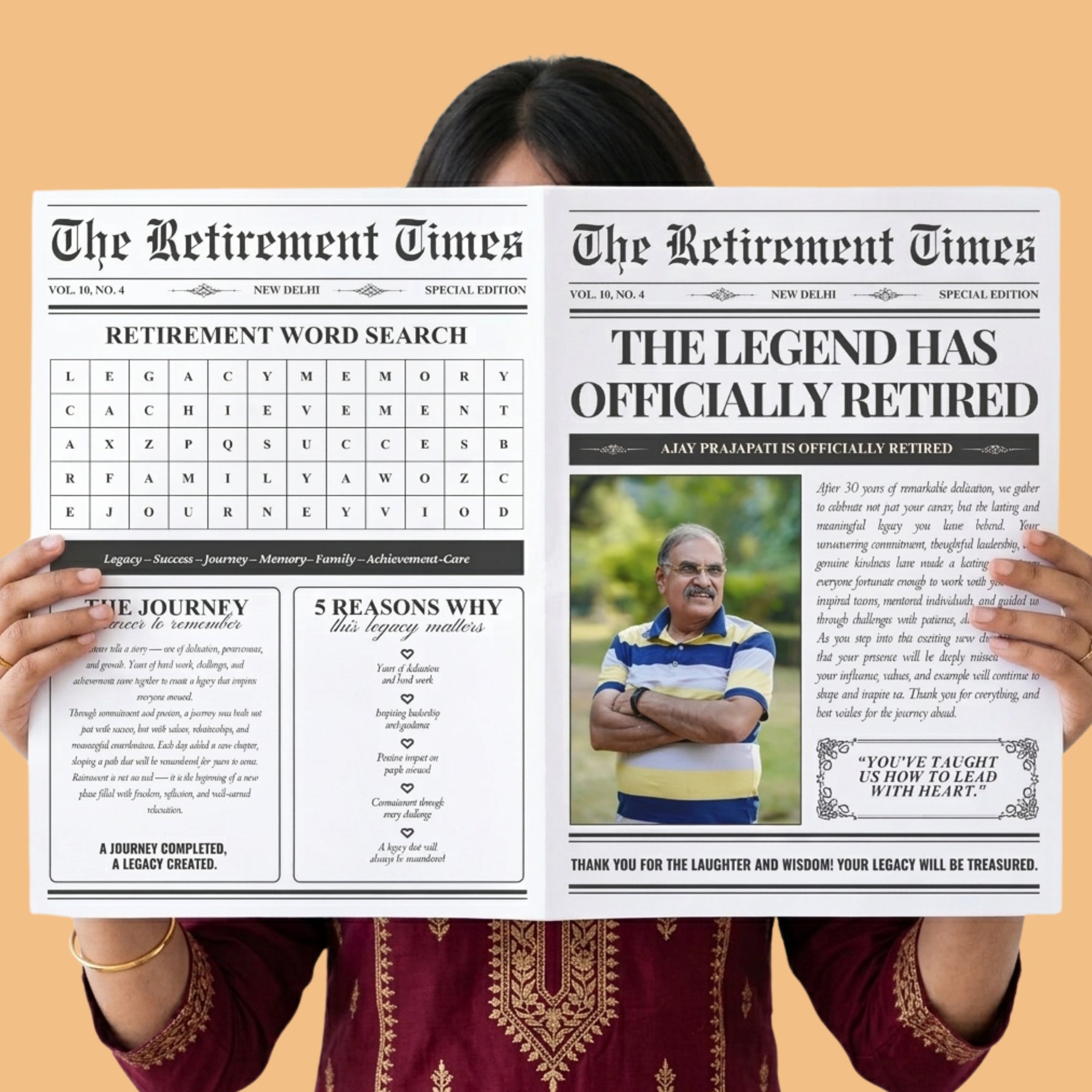personalised retirement newspaper farewell gift custom retirement announcement gogirgit