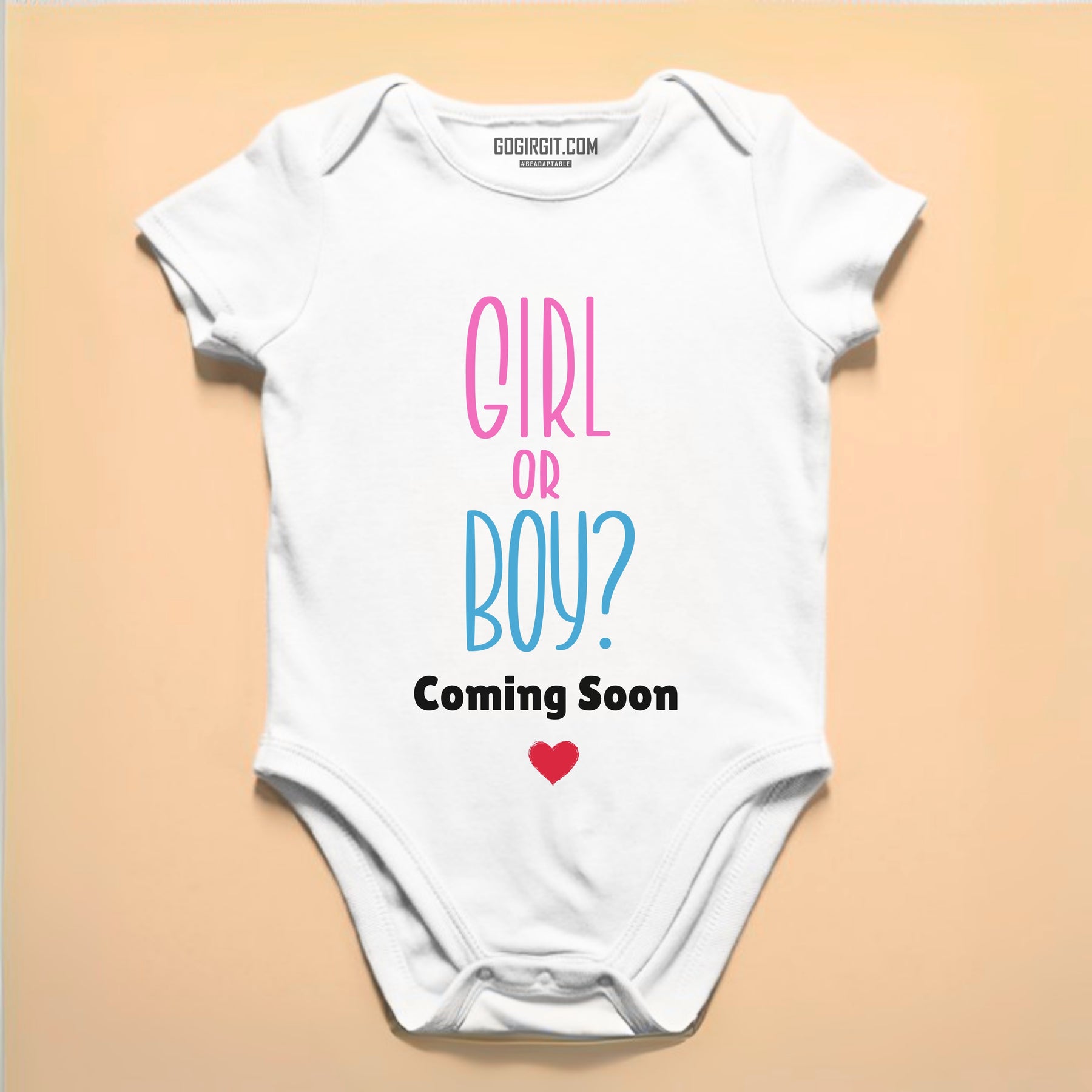 Girl or Boy Coming Soon romper bodysuit pregnancy announcement photoshoot prop — Gogirgit