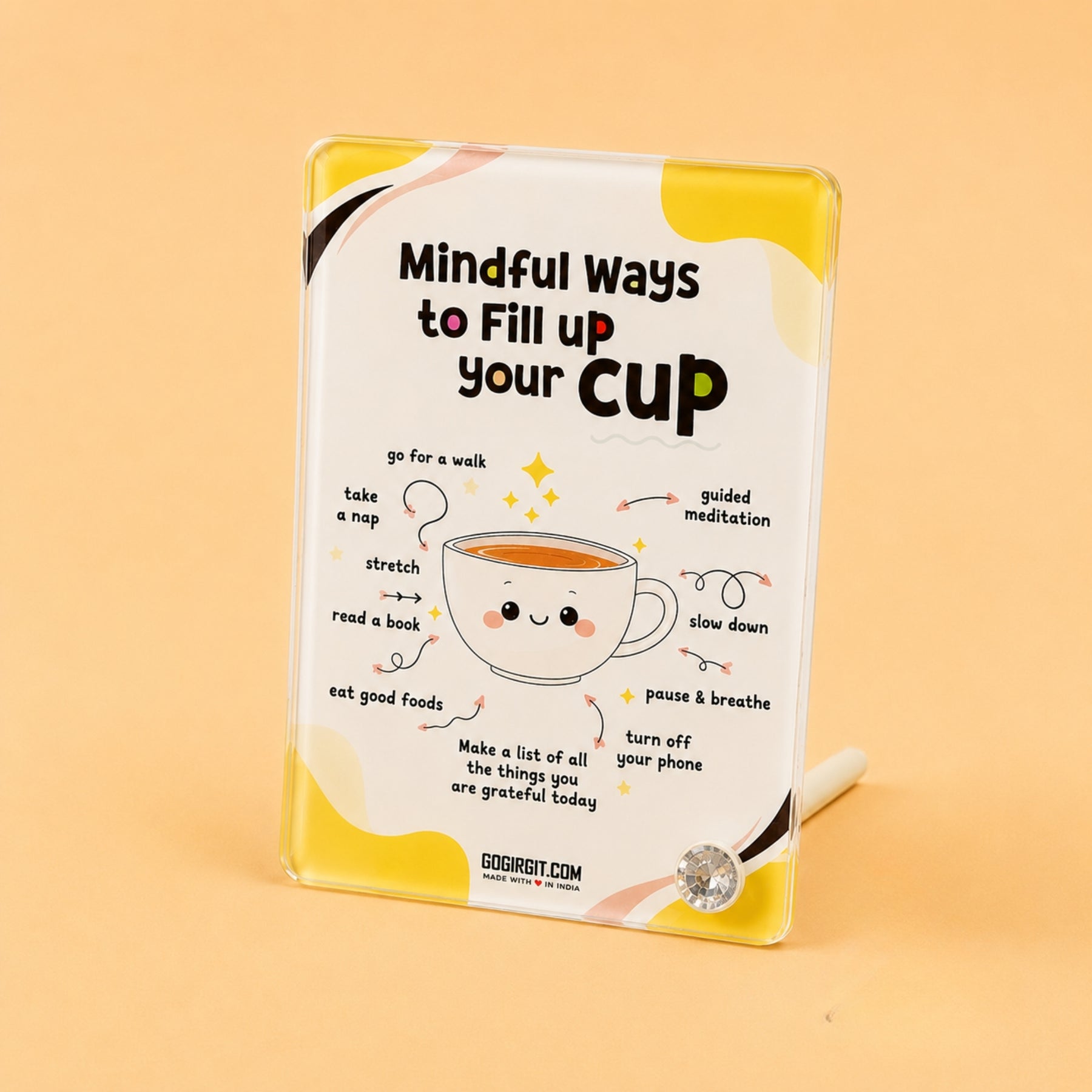 Fill Your Cup Acrylic Motivational Frame – Self Care Desk Decor & Gift for Her