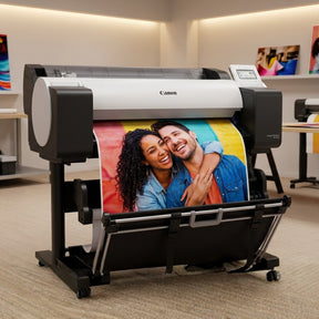 Canon large format printer printing a vibrant couple photo poster — professional photo poster printing service by Gogirgit India