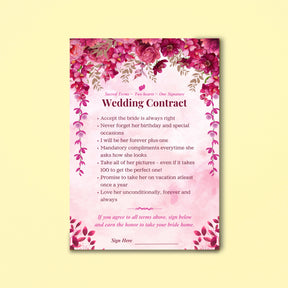 Wedding contract MDF board pink magenta floral design 12x18 inch — Gogirgit