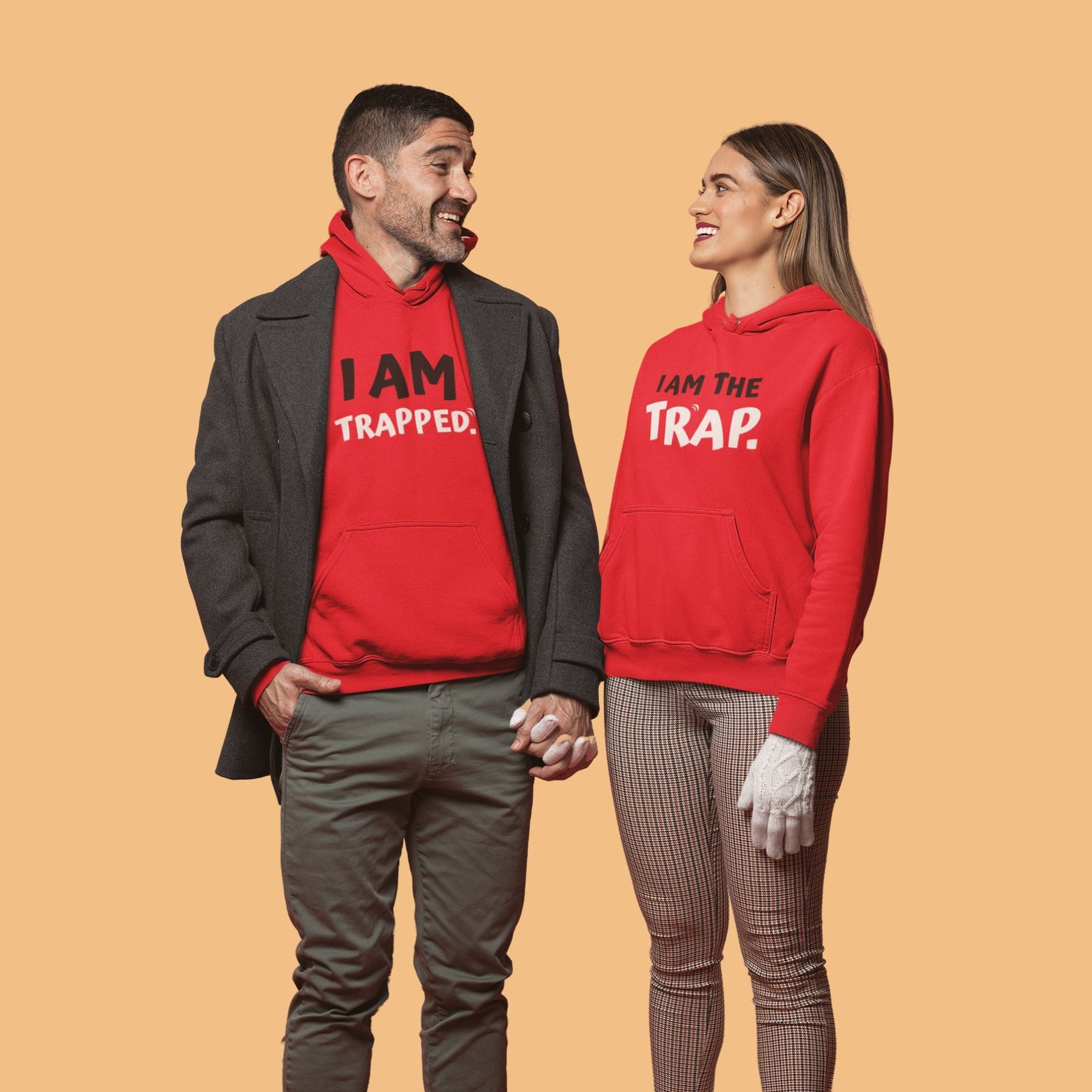 I am trapped couple hoodies