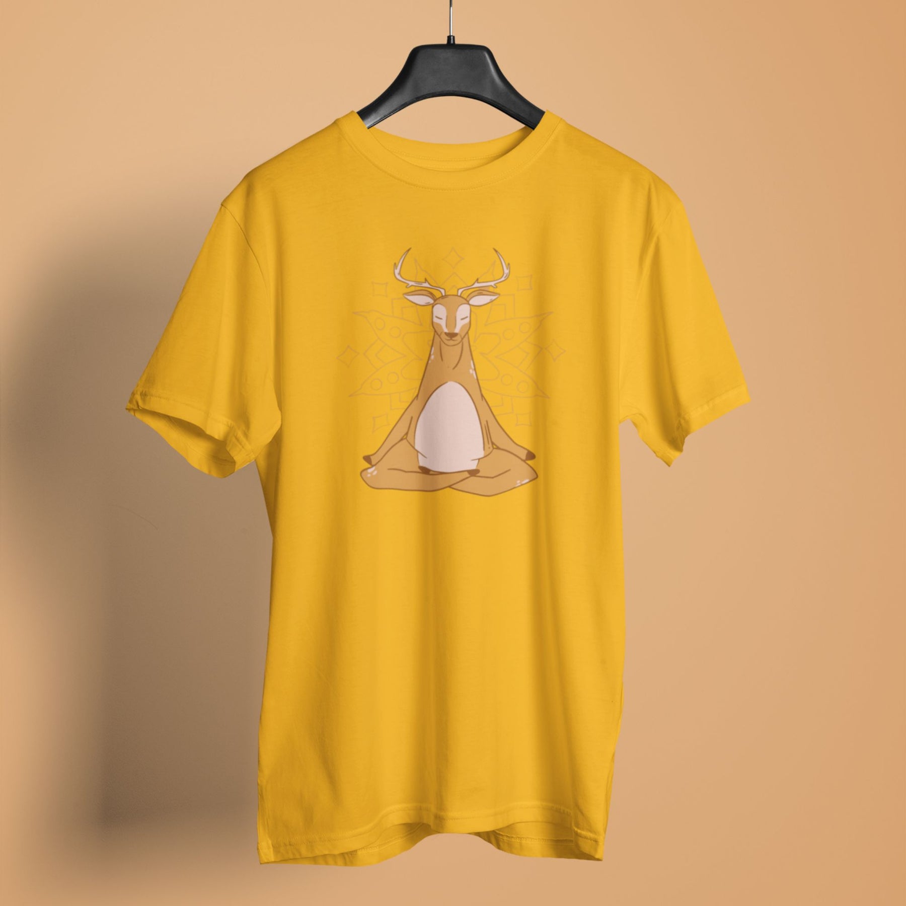    deer-meditating-golden-yellow-womens-yoga-tshirt-gogirgit