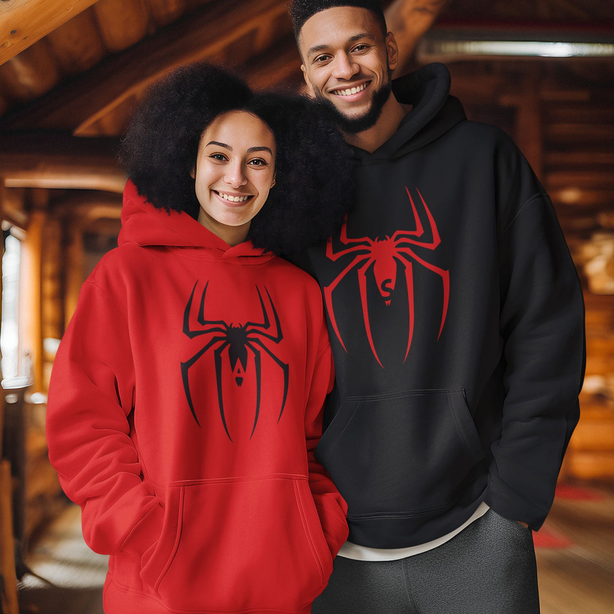 Personalised Initials Spider Hoodies For Men Women