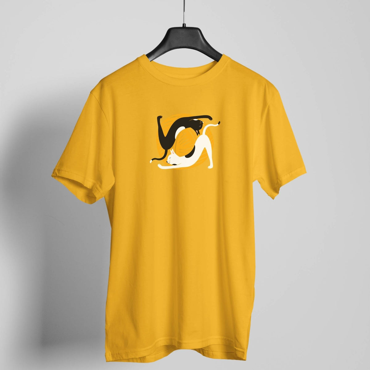 Yoga Cat golden yellow t-shirt