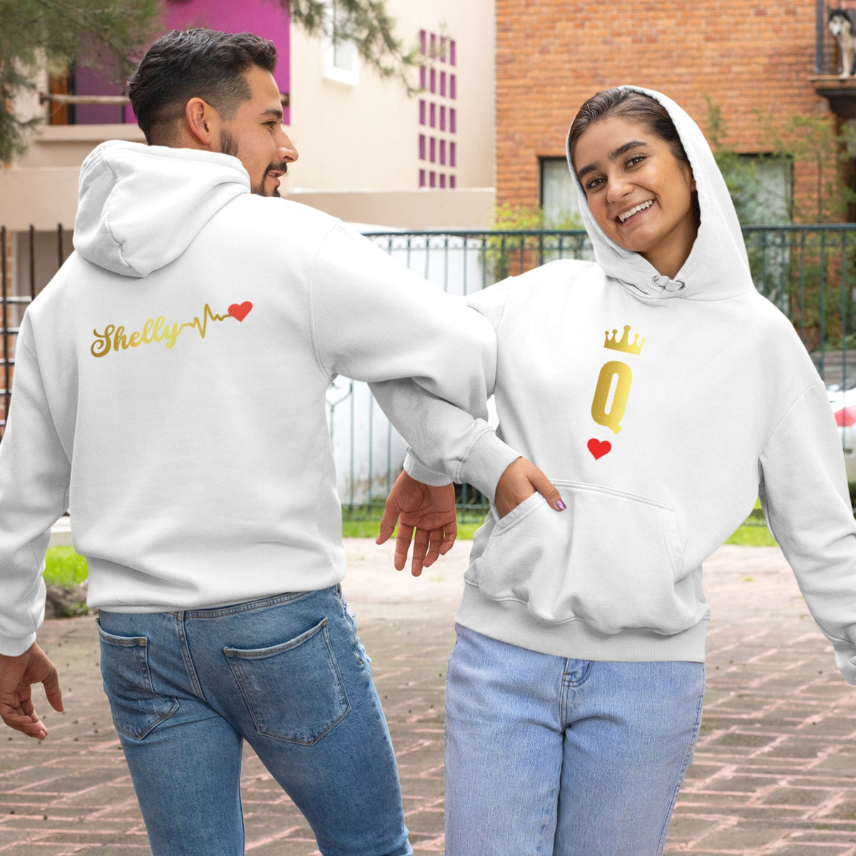 king-and-queen-personalised-hoodies-with-gold-metallic-print-on-front-back-sleeve-_-wrists-white-front-gogirgit-com
