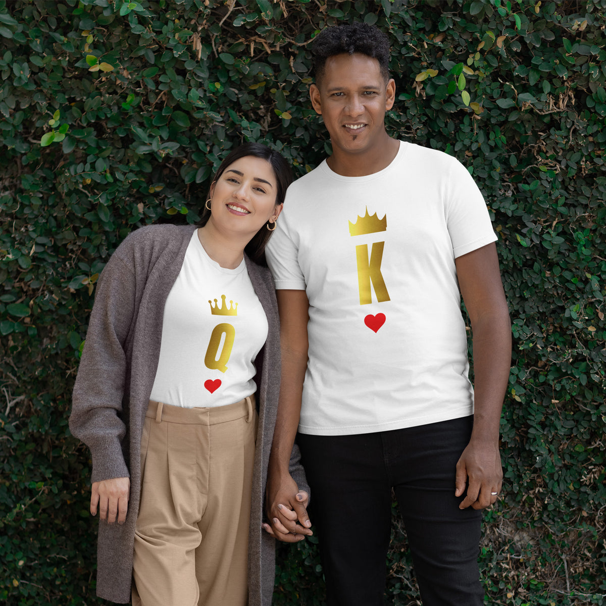 King And Queen Couplewear With Gold Metallic Printing