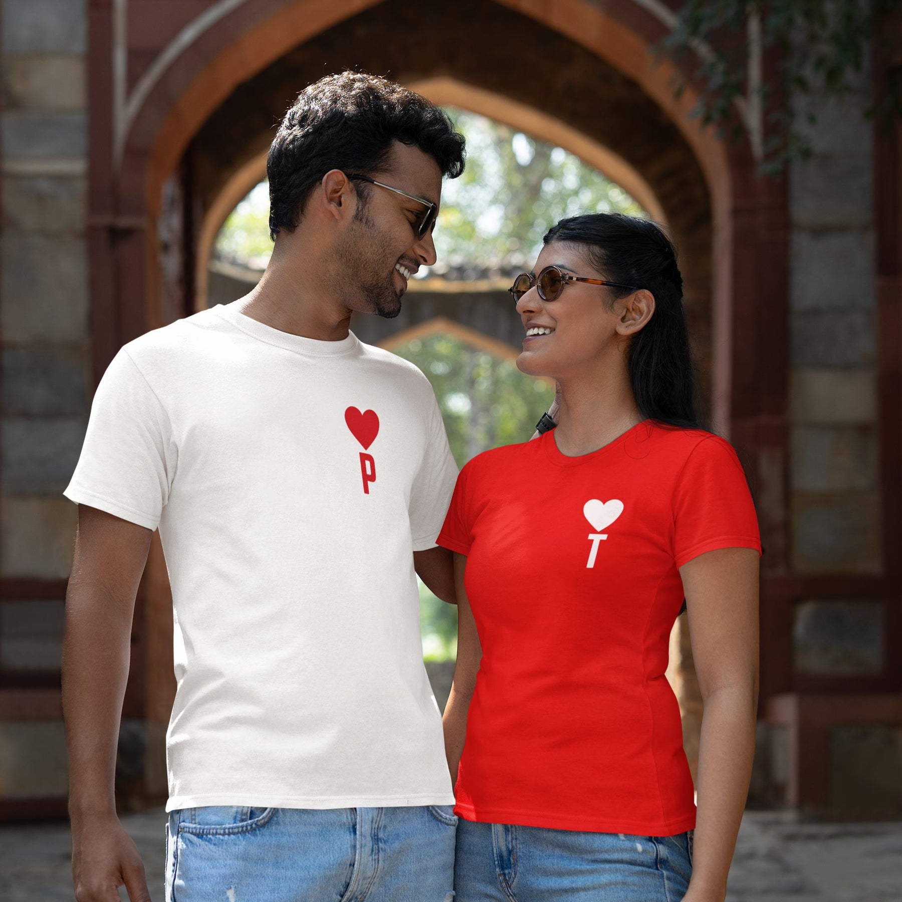Personalized Pocket Initials Couple T-Shirts