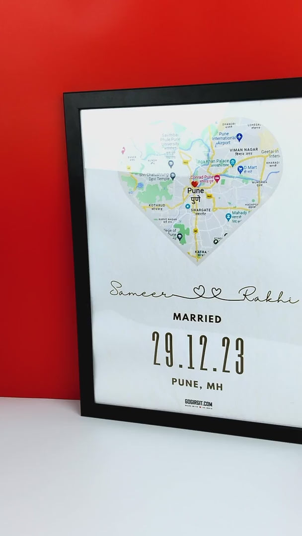 Personalised Special Place Map, Names, Date Poster Frame For Anniversary, Birthday, Special Day