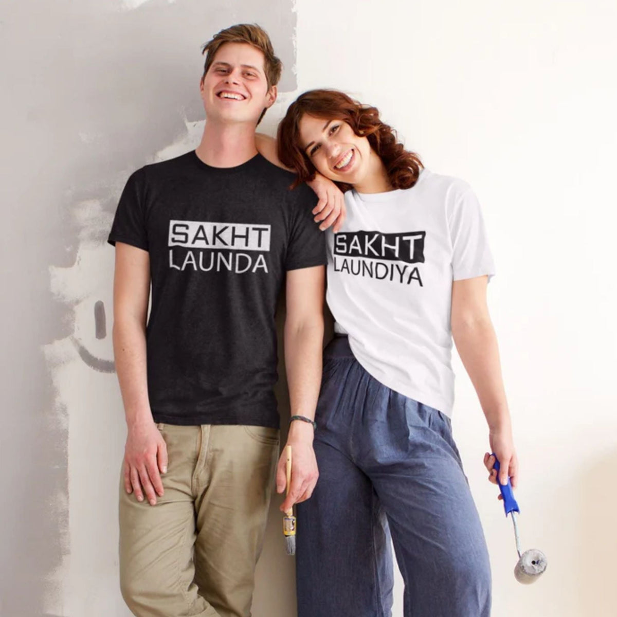 sakht-launda-sakth-laundiya-black-and-white-cotton-printed-couple-t-shirt