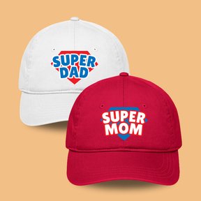 Mom and Dad Cotton Cap Hat - Adjustable Size | Gifts for Mom Dad | Pregnancy Announcement | Photo Shoot Prop for Parents | Pack of 2 Caps