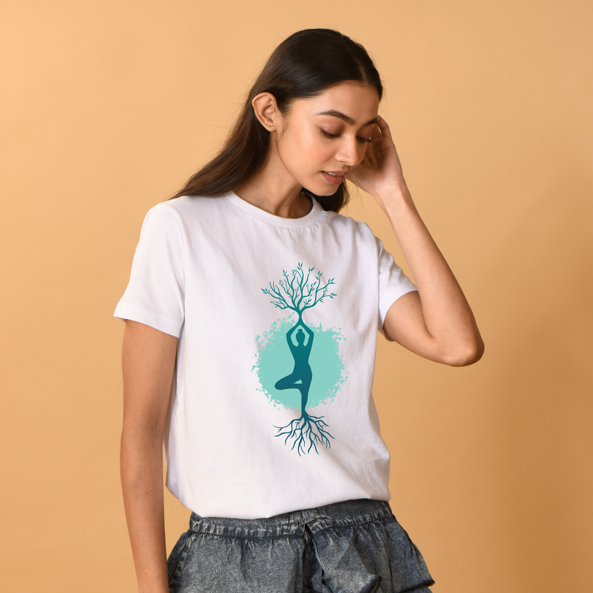 Buy Pooplu Women's Regular Fit OM Yoga Design Cotton Graphic Printed Round  Neck Half Sleeves 100% Cotton Cotton Yoga T Shirt. Yoga, Exercise, Gym  Pootlu Tshirts.(Oplu_Black_Small) at