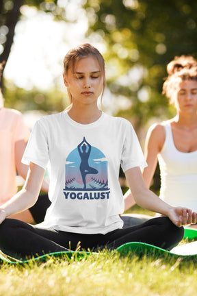 Yoga Lust Women's Half Sleeve White T-shirt