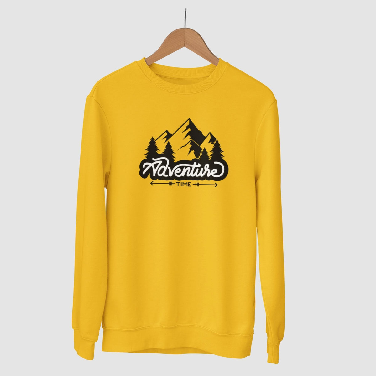 Adventure-cotton-printed-unisex-golden-yellow-sweatshirt-gogirgit-com