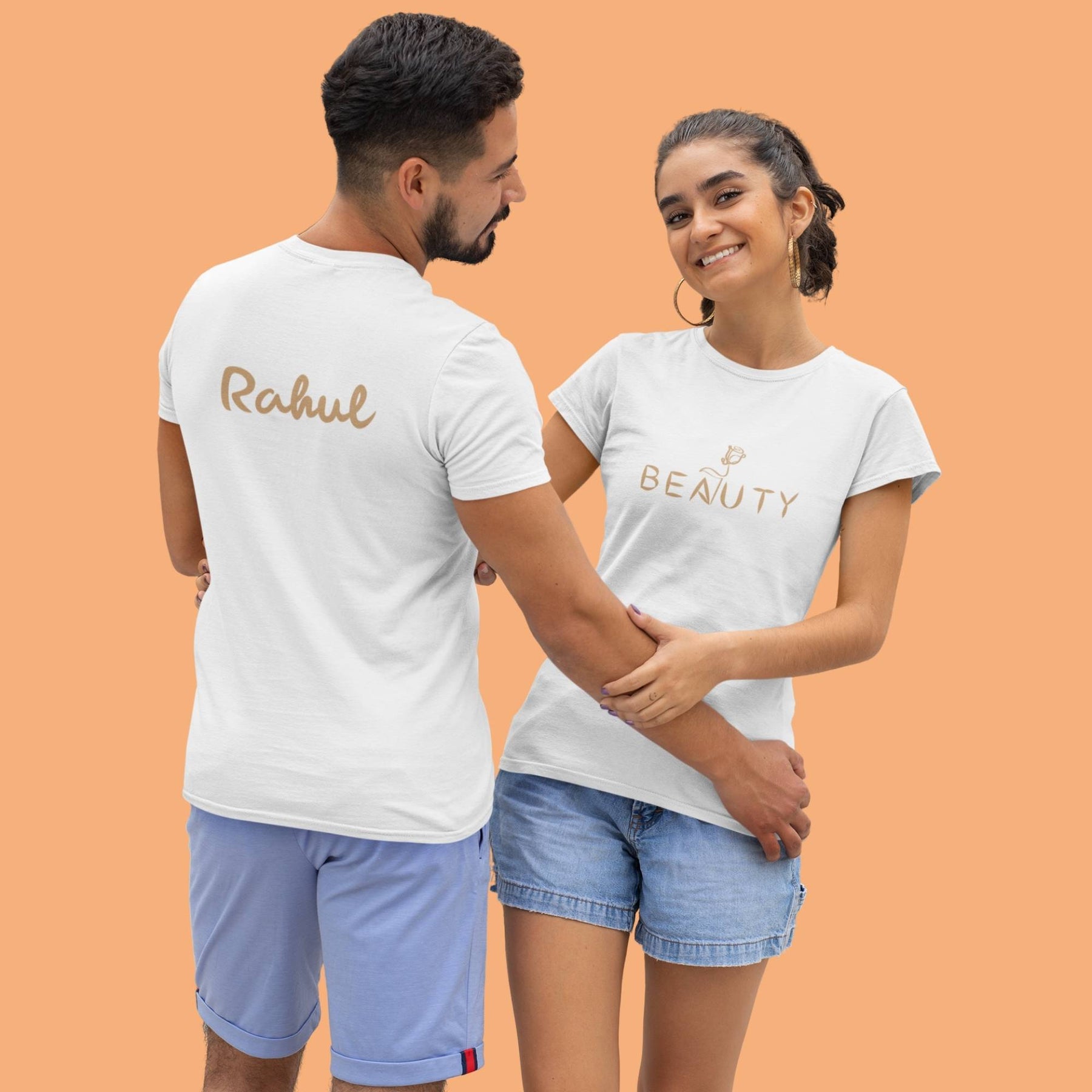 Beauty-and-beast-couple-t-shirt-with-front-and-back-print-customizable-white-color-premium-quality-gogirgit