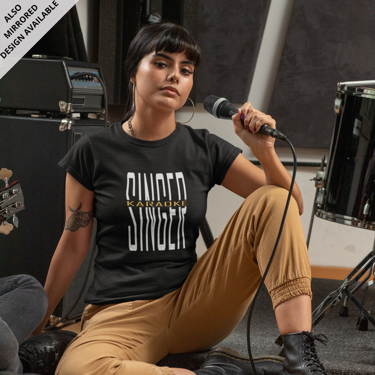 Karaoke-singer-black-printed-round-neck-t-shirt-gogirgit-com