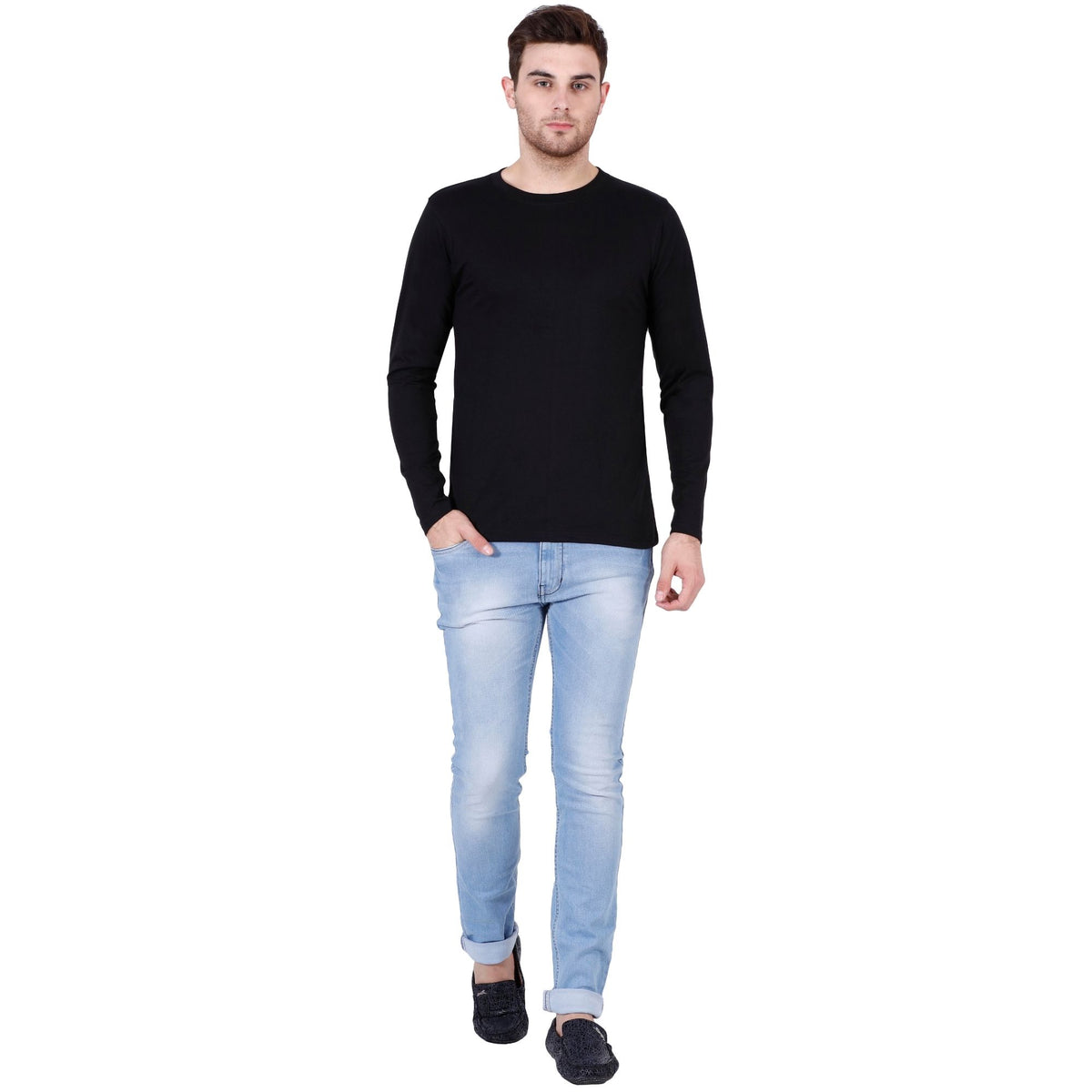 Plain-cotton-men-s-roundneck-black-full-sleeve-t-shirt-gogirgit_2 #Color_Black