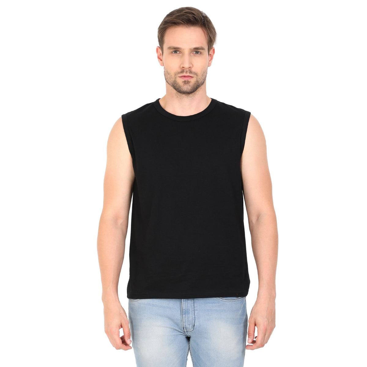 Plain-cotton-men-s-roundneck-black-vest-gogirgit_4 #Color_Black
