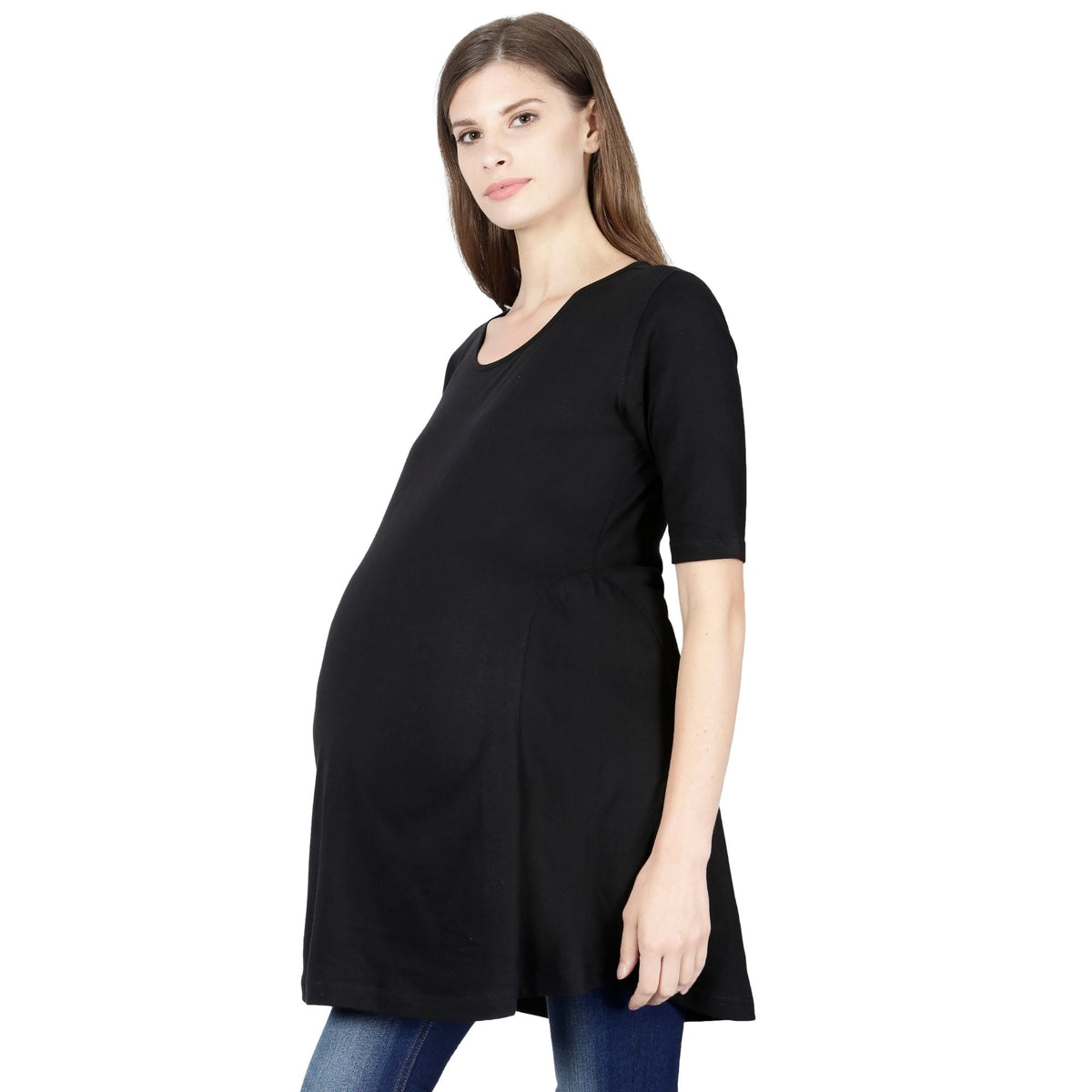 Plain-cotton-women-s-roundneck-black-maternity-t-shirt-gogirgit_4 #color_black