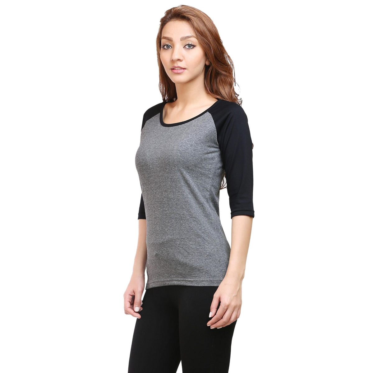 Plain-cotton-women-s-roundneck-charcoal-grey-raglan-gogirgit_4 #color_charcoal grey