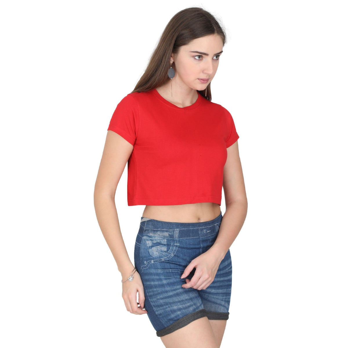 Plain-cotton-women-s-roundneck-red-crop-top-gogirgit_4 #color_red