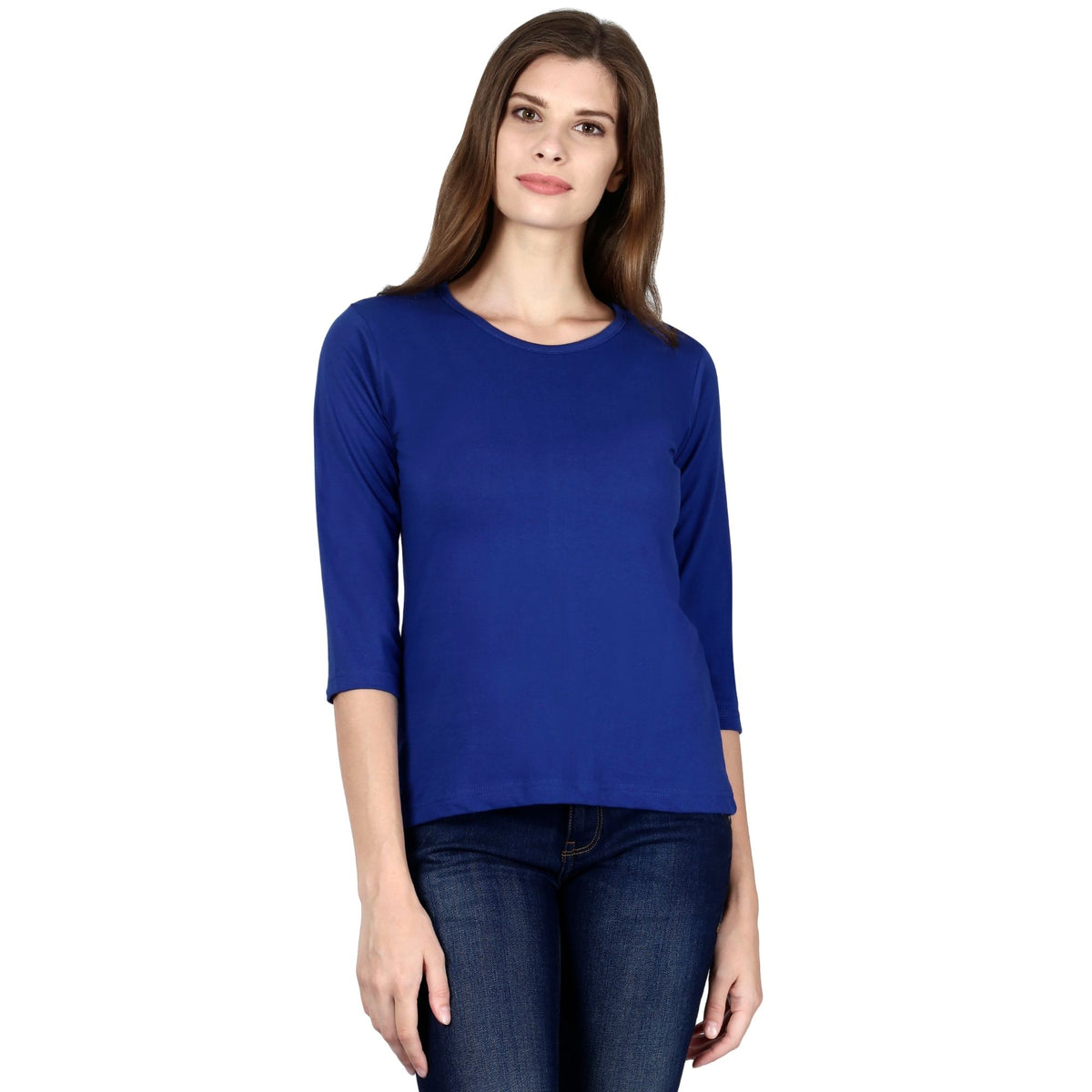 Plain-cotton-women-s-roundneck-royal-blue-full-sleeve-t-shirt-gogirgit_6 #color_royal blue