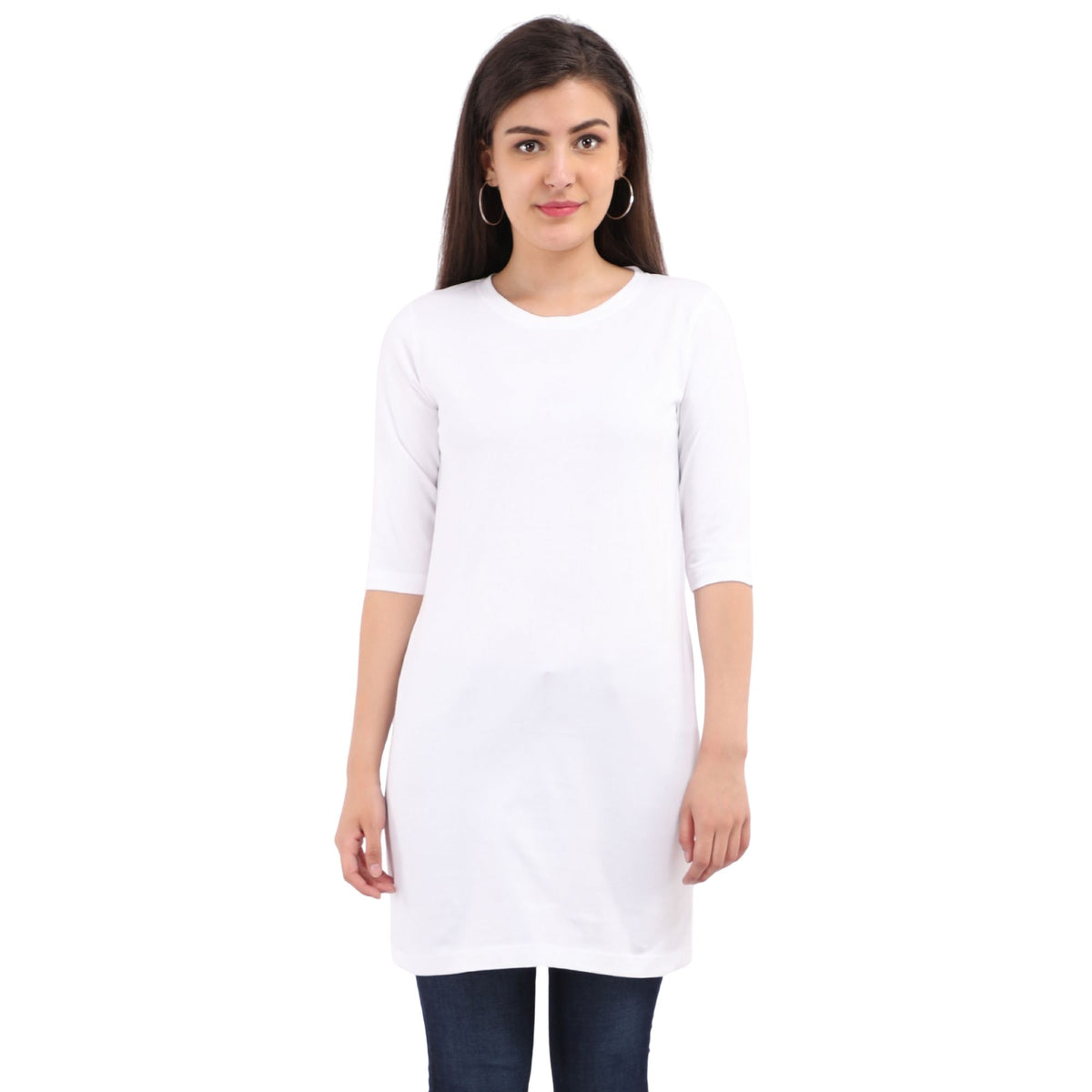Plain-cotton-women-s-roundneck-white-long-top-dress-gogirgit_4 #color_white