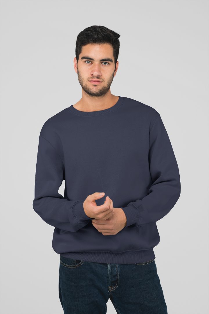 Round-Neck-SWEATSHIRT-PLAIN-SOLID-NAVY-BLUE-WINTERWEAR-UNISEX