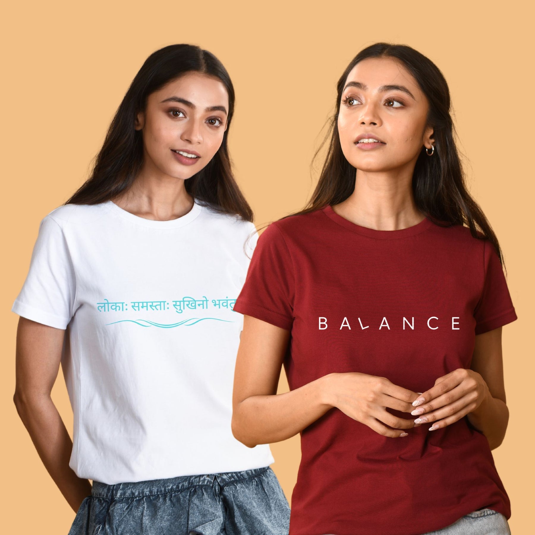 Sukhino-Bhavantu-white-Balance-Maroon-Combo-women-cotton-yoga-printed-tshirt-gogirgit-com