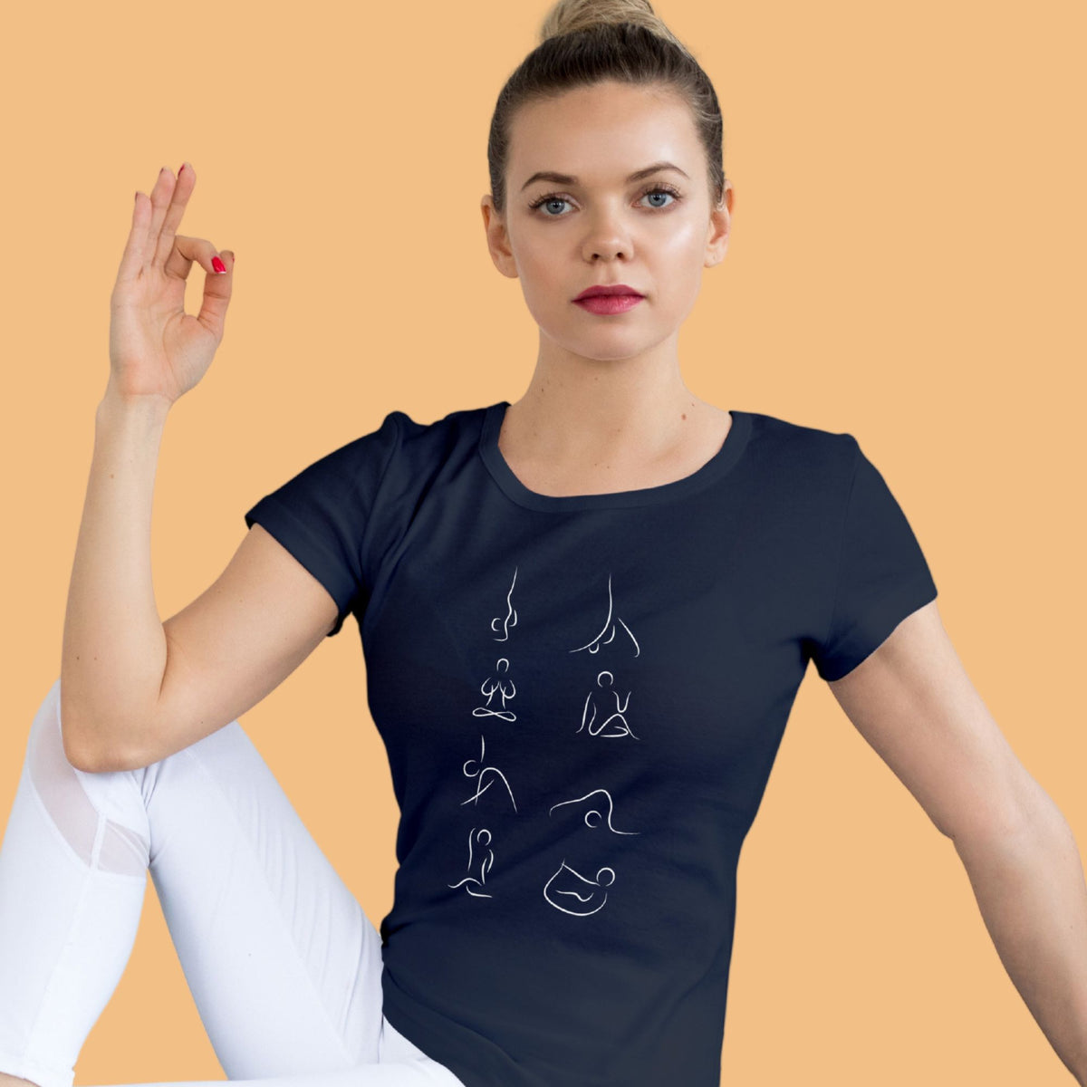 Yoga-pose-women-navy-blue-printed-yoga-tshirt-gogirgit-com_2