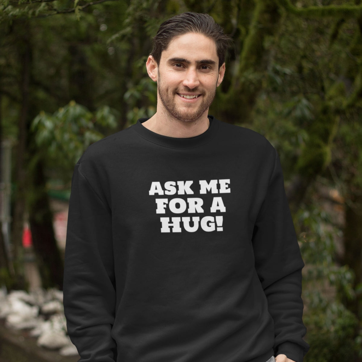 ask-me-for-a-hug-cotton-printed-unisex-black-men-model-sweatshirt-gogirgit-com