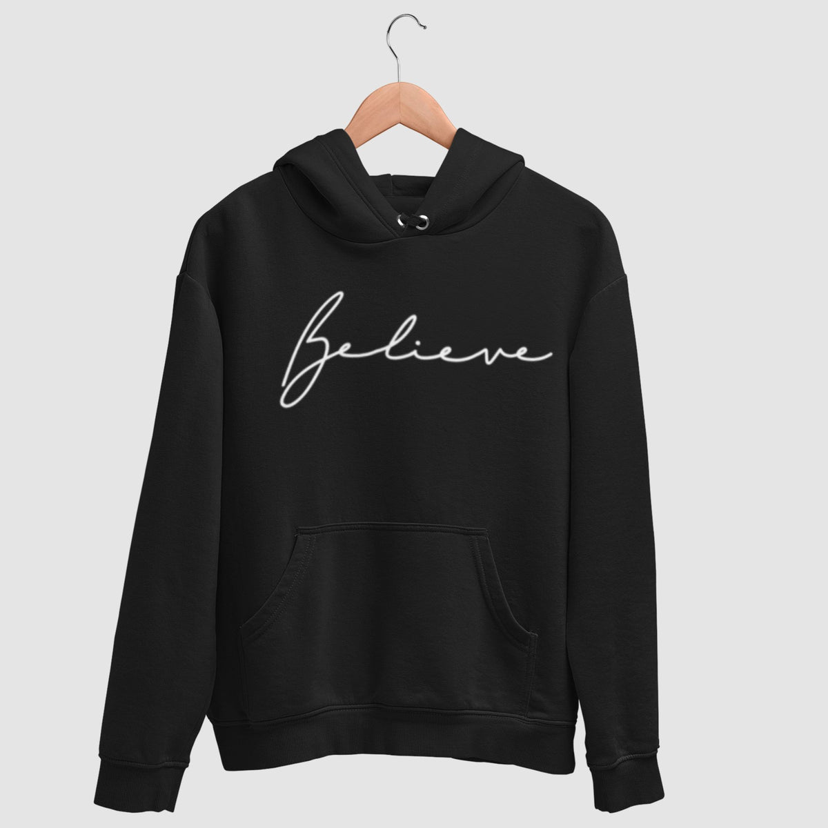 belive-black-printed-unisex-hanging-hoodie-gogirgit-com