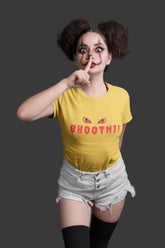 Bhootni Halloween Yellow T-shirt For Women