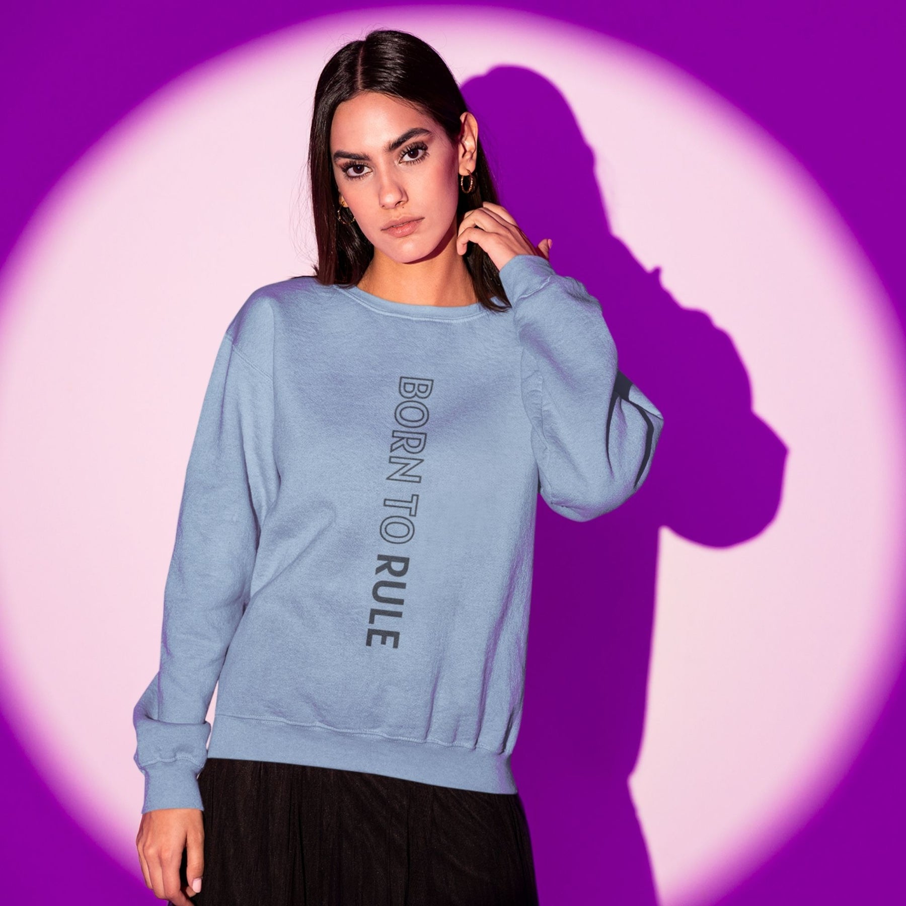 born-to-rule-cotton-printed-unisex-light-blue-female-model-sweatshirt-gogirgit-com