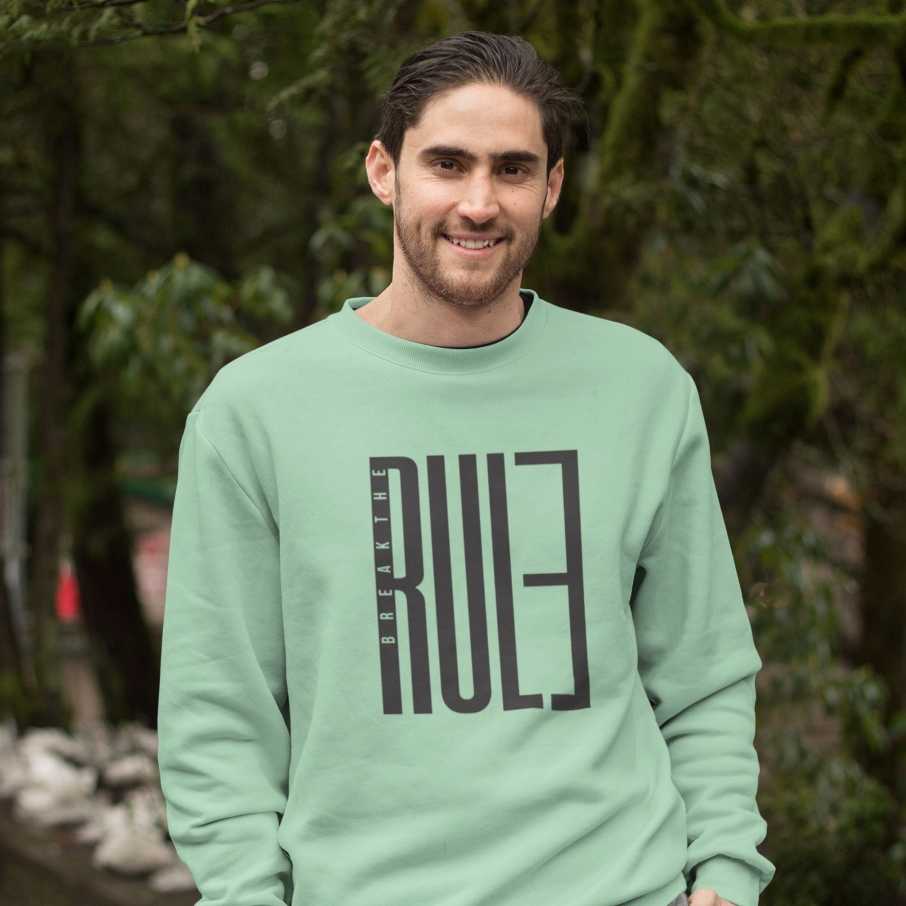 break-the-rule-cotton-printed-unisex-mint-men-model-sweatshirt-gogirgit-com