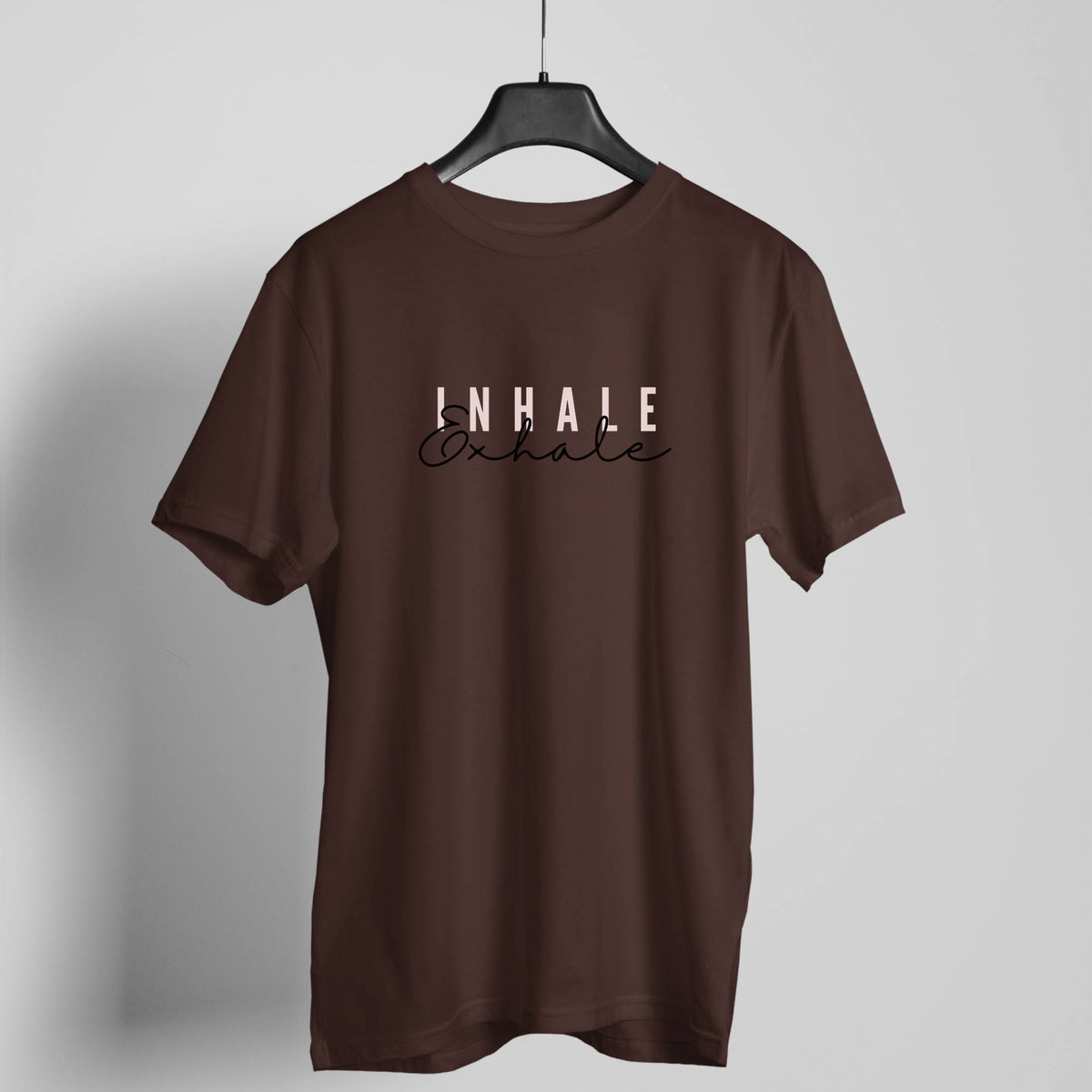 Inhale Exhale coffee brown t-shirt