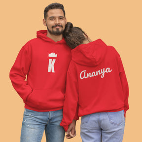 King And Queen Red Couple Hoodies