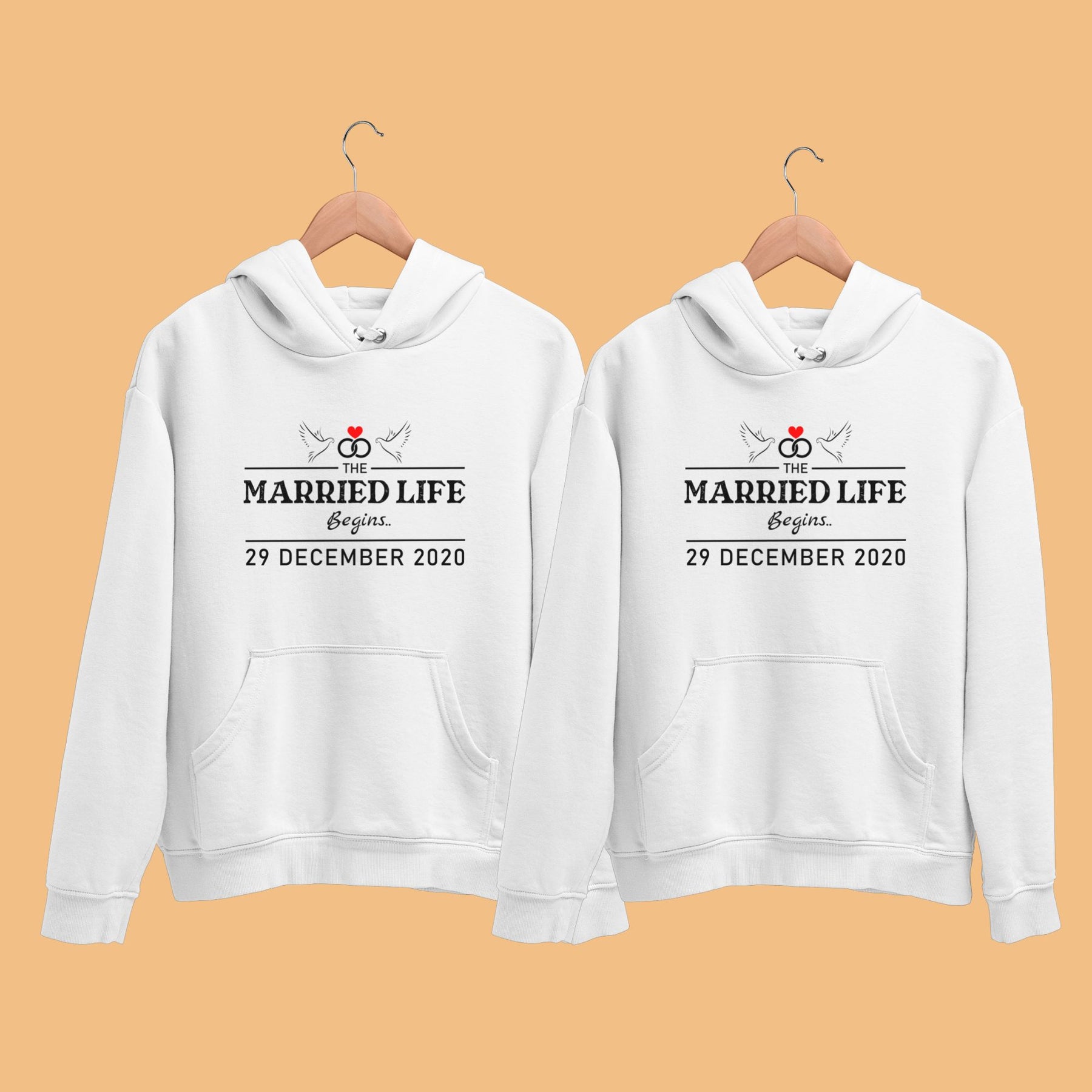 Marriage Date Announcement Customized Couple Hoodies