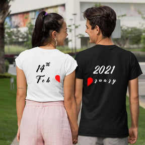 custom-made-back-black-and-white-cotton-printed-couple-t-shirts-for-Pre-wedding-shoots