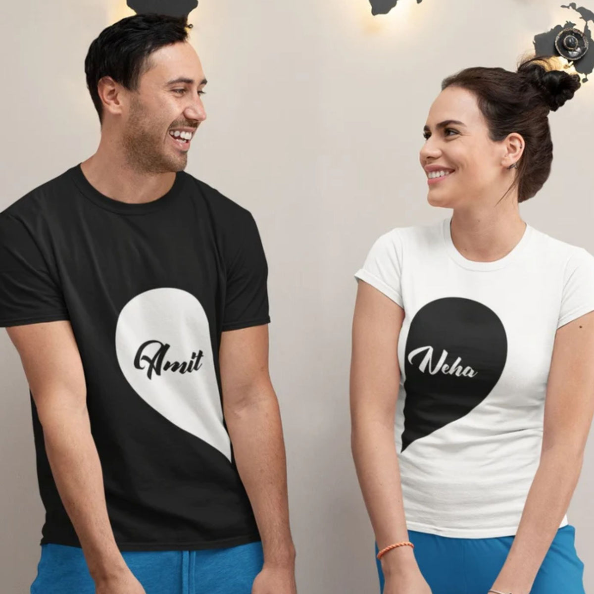 custom-made-black-and-white-cotton-printed-couple-t-shirts-for-Pre-wedding-shoots
