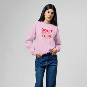 dont-over-think-cotton-printed-unisex-light-pink-female-model-sweatshirt-gogirgit-com