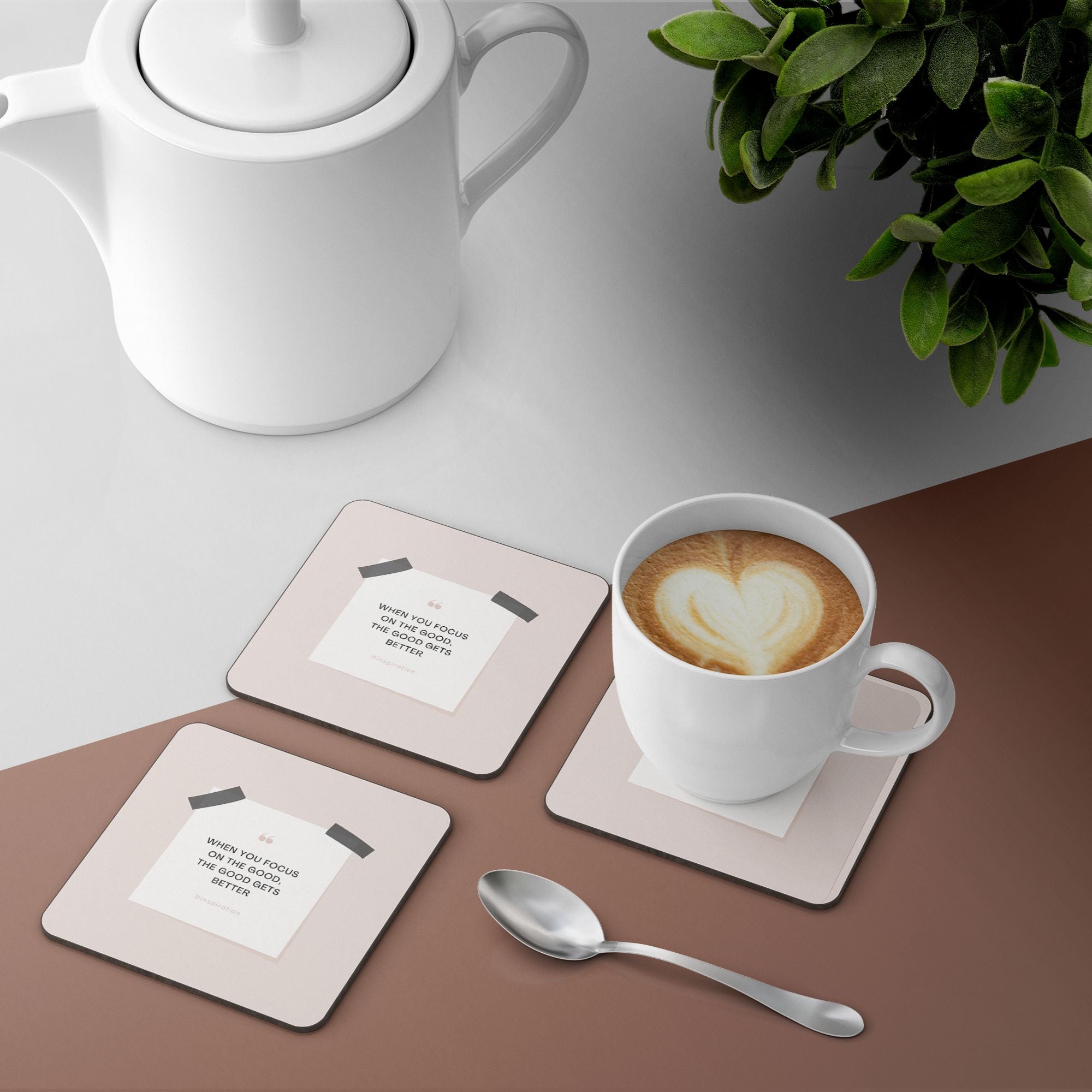 Focus on the good 3mm coffee tea coaster set pack of 4 Gogirgit